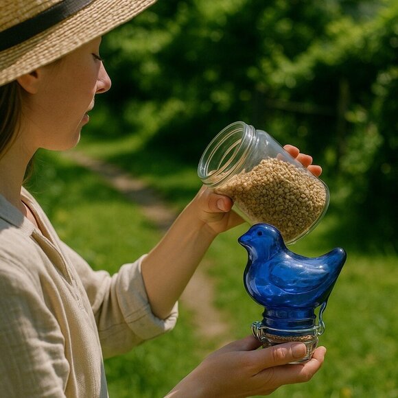 Bird 100mL Colored Glass Airtight Container (Royal Blue) Storage Jar hide away s - Picture 1 of 6